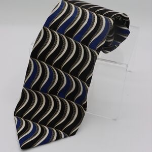 Geoffrey Beene silk stripe tie blue/black
